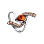 Amber Ring In Sterling Silver With Champagne Crystals The Raphael, Ring Size: 6 / 16.5, image 