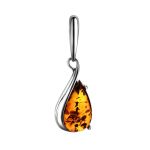 Delicate Teardrop Silver Pendant With Cognac Amber The Gioconda, image 