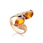 Egg Cut Amber Ring In Gold-Plated Silver The Casablanca, Ring Size: 10 / 20, image 