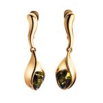 Green Amber Earrings In Gold-Plated Silver The Peony, image 