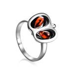 Cute Cognac Amber Apple Ring In Sterling Silver The Confiture, Ring Size: 8 / 18, image 