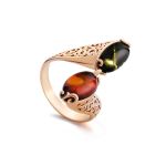 Multicolor Amber Ring In Gold-Plated Silver The Casablanca, Ring Size: 8.5 / 18.5, image 