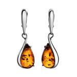 Sterling Silver Drop Earrings With Cognac Amber The Gioconda, image 