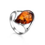 Romantic Silver Ring With Cognac Amber The Gioconda, Ring Size: 7 / 17.5, image 