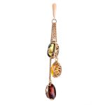 Dangle Amber Earrings In Gold-Plated Silver The Casablanca, image , picture 5