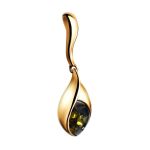 Gold-Plated Pendant With Green Amber The Peony, image 