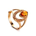 Amber Ring In Gold With Crystals The Raphael, Ring Size: 12 / 21.5, image 