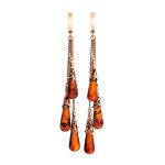 Cognac Amber Earrings In Gold-Plated Silver The Casablanca, image 