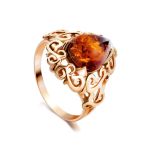 Romantic Glamour Amber Ring In Gold-Plated Sterling Silver The Luxor, Ring Size: 9.5 / 19.5, image 