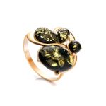 Gold-Plated Ring With Green Amber The Symphony, Ring Size: 9 / 19, image 