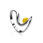 Sterling Silver Ring With Honey Amber The Leia, Ring Size: 9 / 19, image 