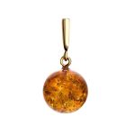 Round Gold-Plated Pendant With Cognac Amber The Jupiter, image 