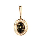 Green Amber Pendant In Gold-Plated Silver The Ellas, image 