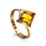 Gold-Plated Ring With Lemon Amber The Colombina, Ring Size: 5.5 / 16, image 