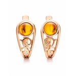Gold-Plated Earrings With Cognac Amber The Scheherazade, image 