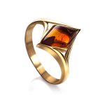 Gold-Plated Ring With Cognac Amber The Colombina, Ring Size: 5.5 / 16, image 