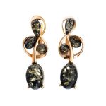 Gold-Plated Earrings With Green Amber The Symphony, image 
