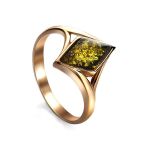 Gold-Plated Ring With Green Amber The Colombina, Ring Size: 12 / 21.5, image 