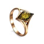 Gold-Plated Ring With Green Amber The Colombina, Ring Size: 8.5 / 18.5, image 