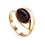 Gold-Plated Ring With Cherry Amber The Peony, Ring Size: 12 / 21.5, image 