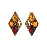 Gold-Plated Earrings With Multicolor Amber The Colombina, image 