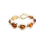 Adjustable Cognac Amber Ring In Gold-Plated Silver The Ellas, Ring Size: Adjustable, image , picture 7