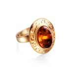 Oval Gold-Plated Pendant With Cognac Amber The Ellas, image , picture 6