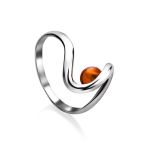 Sterling Silver Ring With Cognac Amber The Leia, Ring Size: 8.5 / 18.5, image 