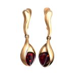 Cherry Amber Earrings In Gold-Plated Silver The Peony, image 