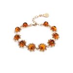 Cognac Amber Earrings In Gold-Plated Silver The Aster, image , picture 8