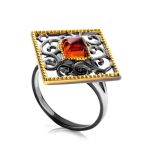 Gold-Plated Ring With Cognac Amber The Arabesque, Ring Size: 6.5 / 17, image 