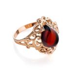 Romantic Glamour Amber Ring In Gold-Plated Sterling Silver The Luxor, Ring Size: 8 / 18, image 