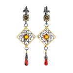 Gold-Plated Dangles With Multicolor Amber The Arabesque, image 
