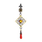 Dangle Amber Pendant In Gold-Plated Silver The Arabesque, image 