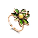Wonderful Gold-Plated Ring With Amber And Enamel The Verona, Ring Size: 11 / 20.5, image 