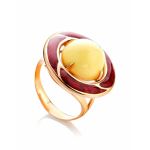Amber and Red Enamel Ring In Gold-Plated Silver The Empire, Ring Size: 11 / 20.5, image 