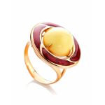 Amber and Red Enamel Ring In Gold-Plated Silver The Empire, Ring Size: 6 / 16.5, image 