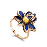 Bold Floral Ring With Amber And Enamel The Verona, Ring Size: 9.5 / 19.5, image 