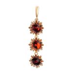 Gold-Plated Ring With Bright Cherry Amber The Aster, Ring Size: 11 / 20.5, image , picture 6