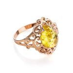 Romantic Glamour Amber Ring In Gold-Plated Sterling Silver The Luxor, Ring Size: 11 / 20.5, image 