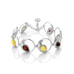 Round Silver Pendant With Multicolor Amber The Eagles, image , picture 7