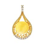 Drop Amber Pendant In Gold-Plated Silver With Crystals The Venus, image 