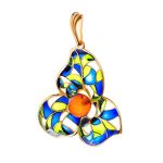 Refined Gold-Plated Pendant With Cognac Amber And Colorful Enamel The Verona, image 