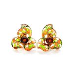 Refined Gold-Plated Earrings With Amber And Enamel The Verona, image 
