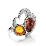 Cognac Amber Ring In Sterling Silver The Eagles, Ring Size: 11 / 20.5, image 