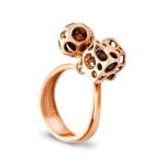 Dangle Gold-Plated Ring With Cherry Amber The Geneva, Ring Size: 13 / 22, image 