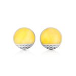Round Amber Earrings In Sterling Silver The Monaco, image 