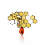 Multicolor Amber Brooch In Sterling Silver The Bee, image 