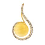 Bold Gold-Plated Pendant With Honey Amber And Crystals The Venus, image 
