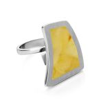 Honey Amber Ring In Sterling Silver The London, Ring Size: Adjustable, image 